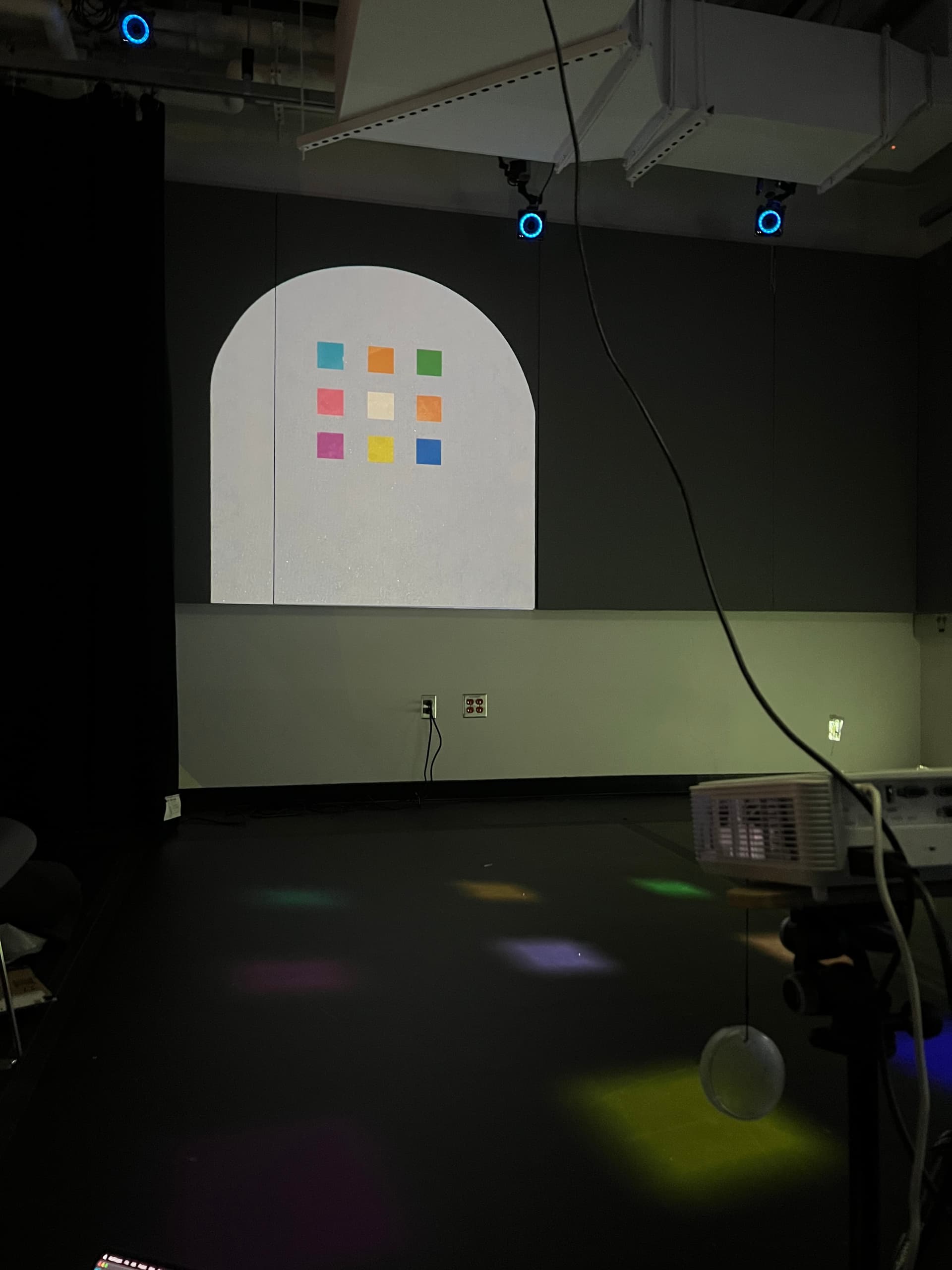 Installation view — chapel and dance floor folded into one space